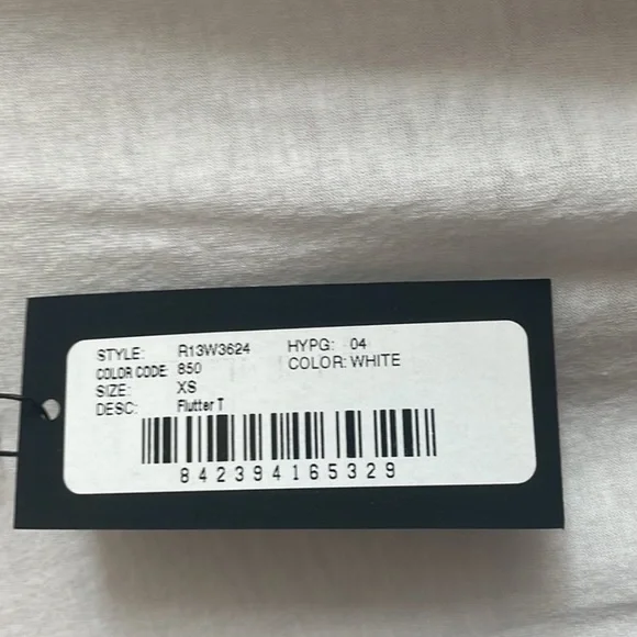 R13 White Distressed Flutter Sleeve T-Shirt XS